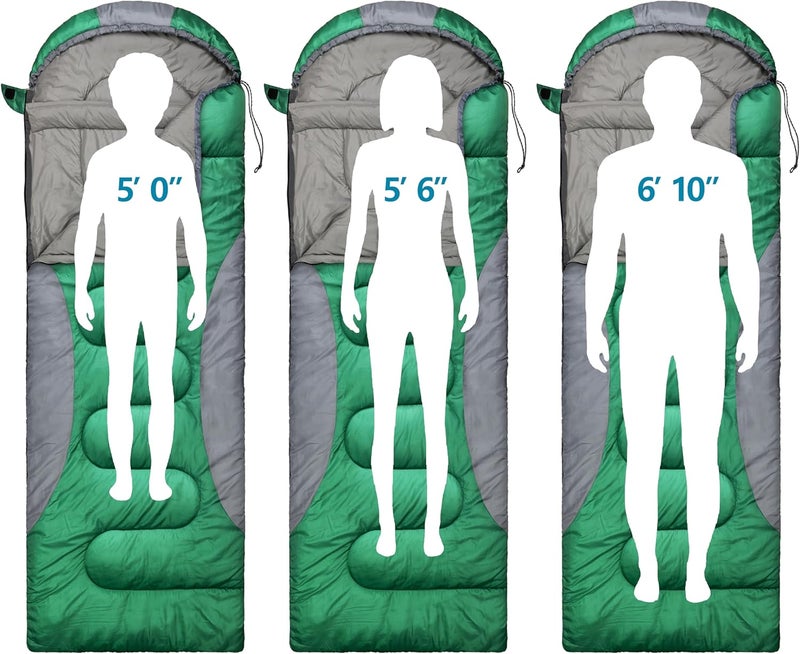 rioyalo 0 Degree Winter Sleeping Bags for Adults Camping (450GSM) - Temp Range (5F–32F) Portable Waterproof Compression Sack- Camping Sleeping Bags for Big and Tall in Env Hoodie: Backpacking Hiking 4 Season - Image 3